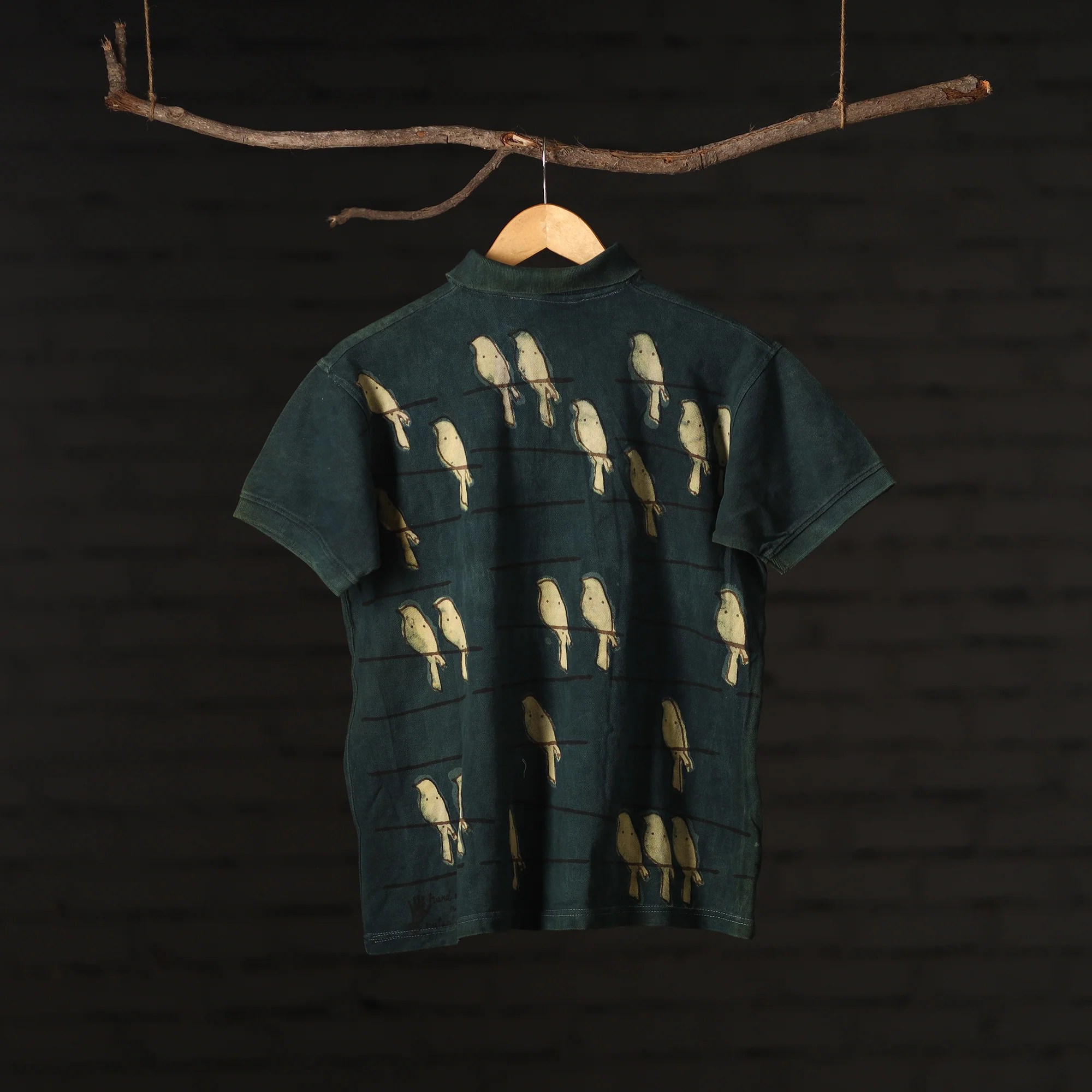 green bindaas natural dyed art block print unisex polo collar t shirt green bindaas natural dyed art block print unisex polo collar t shirt